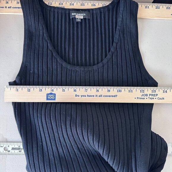 525 America Womens Rib Knit Scoop Neck Sleeveless Stretchy Dress Size M Black - Picture 10 of 13